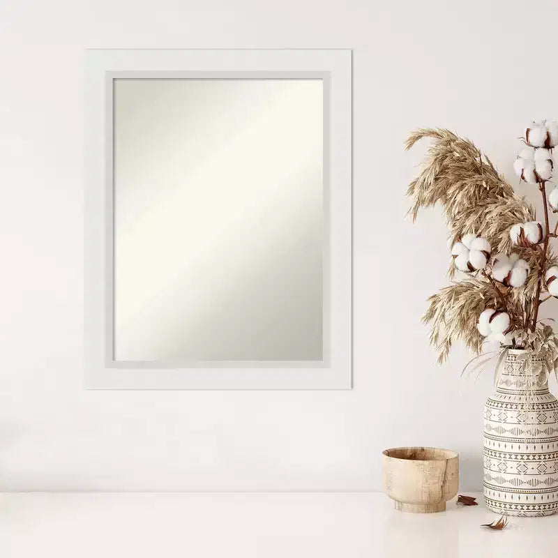 Miroir mural en bois blanc, miroir décoratif rectangulaire moderne