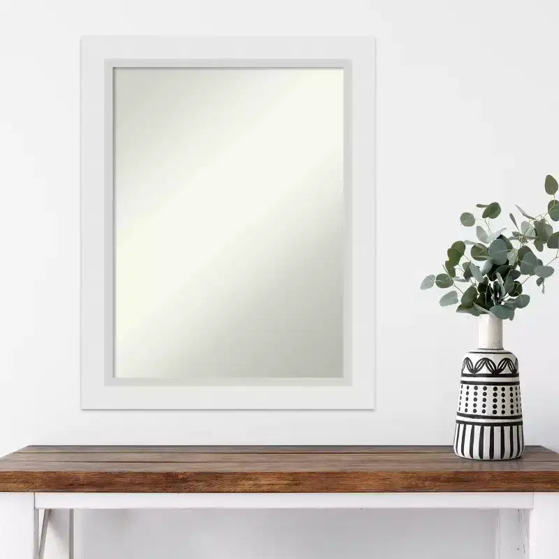 Miroir mural en bois blanc, miroir décoratif rectangulaire moderne