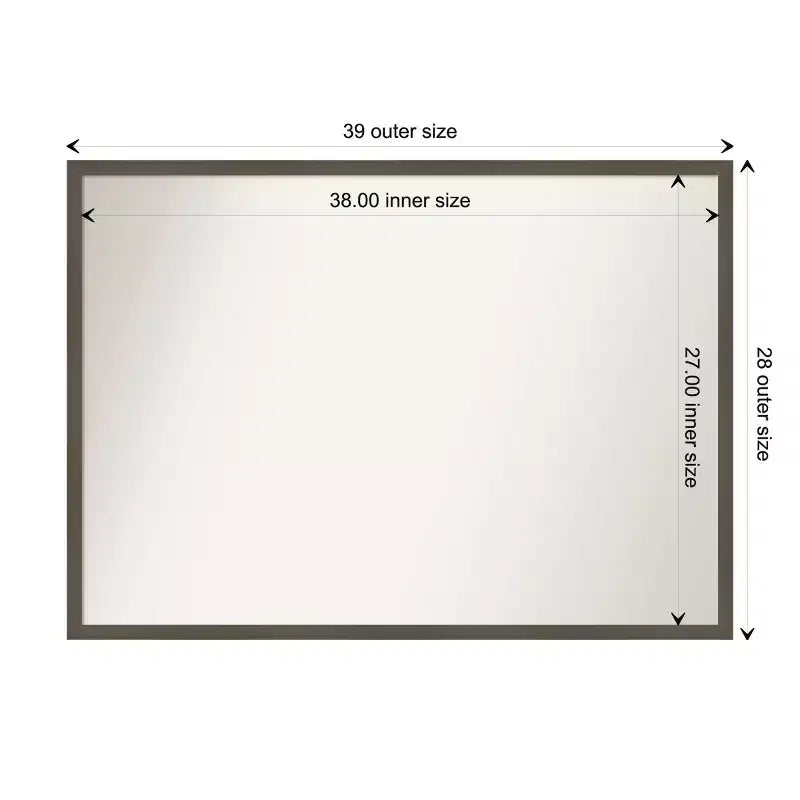 Miroir mural de salle de bain en bois fin, gris argile, sans biseaux