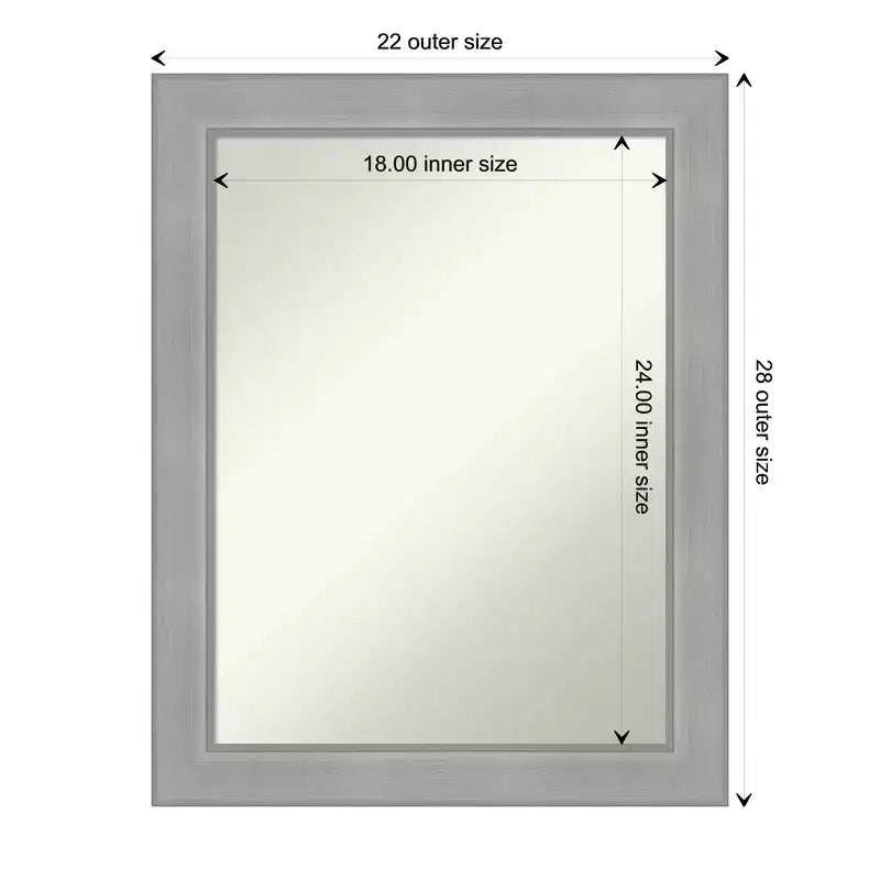 Miroir de salle de bain rectangulaire en nickel brossé