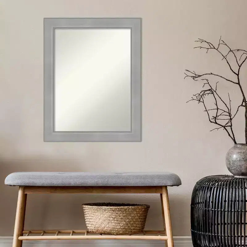 Miroir de salle de bain rectangulaire en nickel brossé