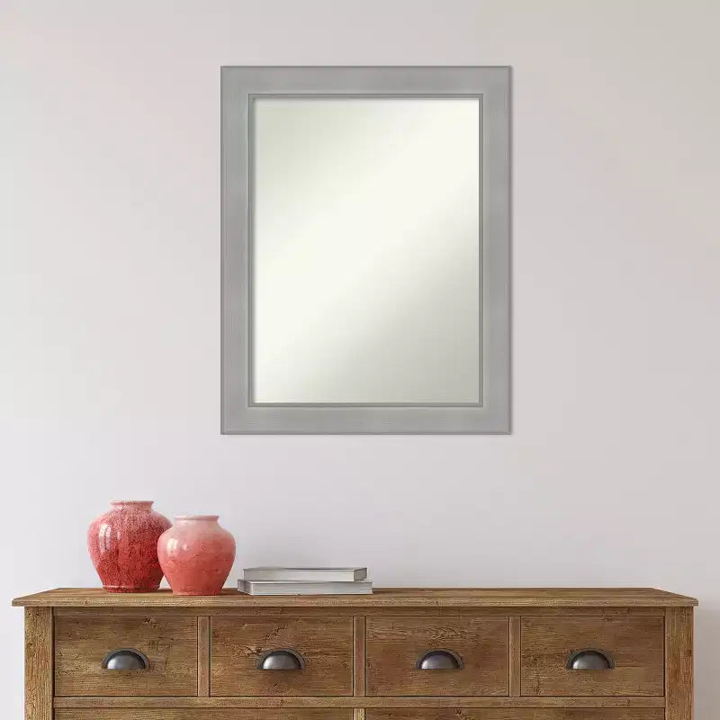 Miroir de salle de bain rectangulaire en nickel brossé