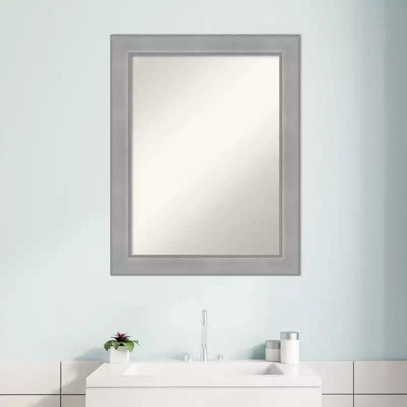 Miroir de salle de bain rectangulaire en nickel brossé