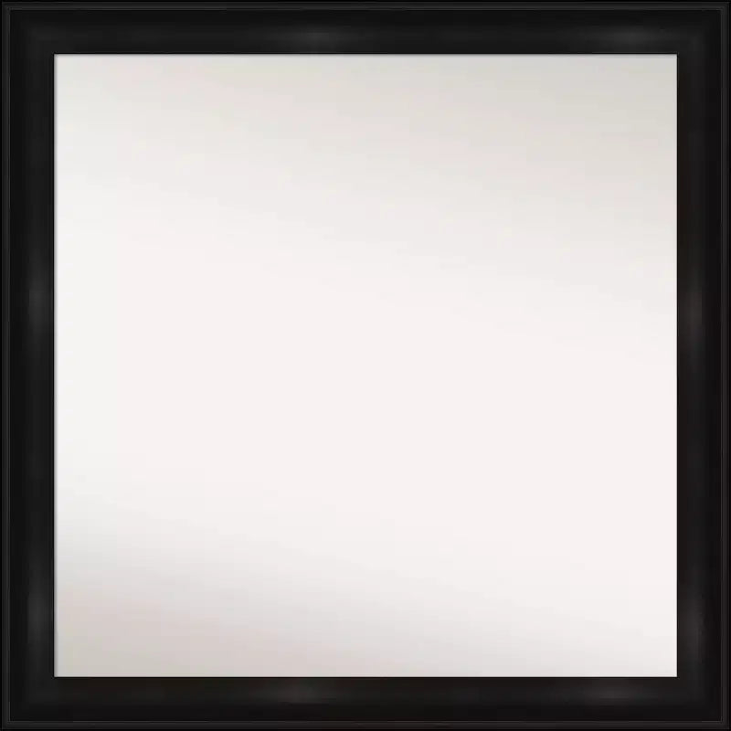 30" x 30" Non-Beveled Grand Black Narrow Wall Mirror - Amanti Art: Modern Square, Polystyrene Frame, Includes Mount Hardware