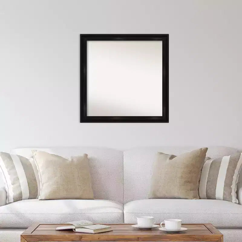 Miroir mural moderne rectangulaire noir étroit sans biseaux