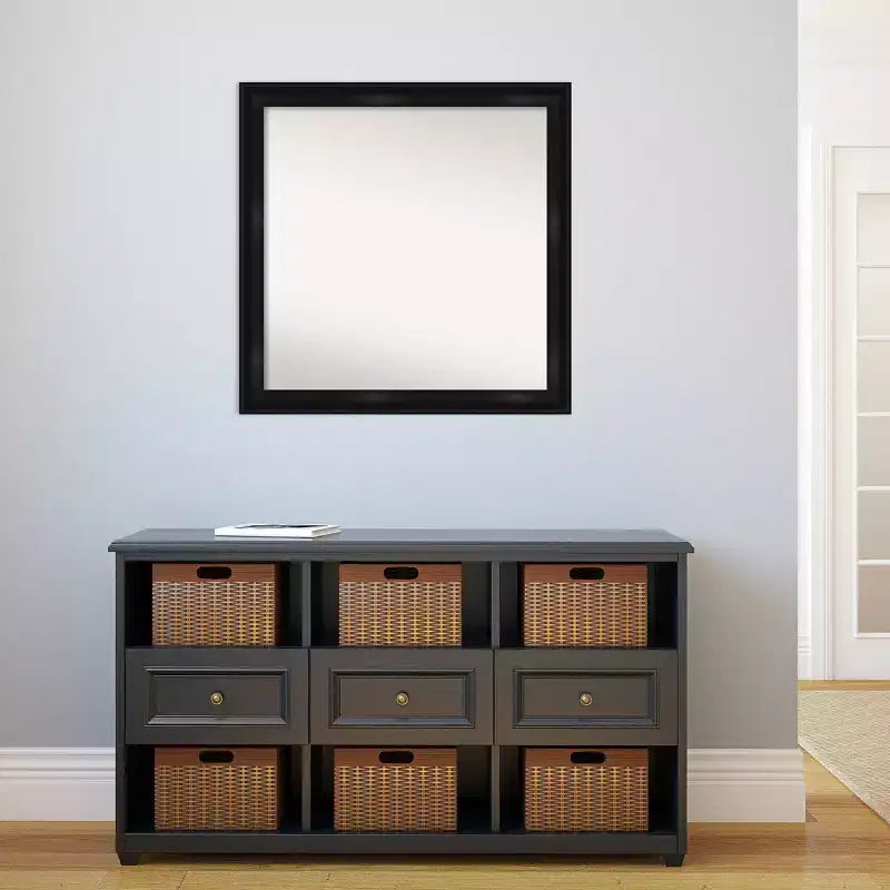 Miroir mural moderne rectangulaire noir étroit sans biseaux