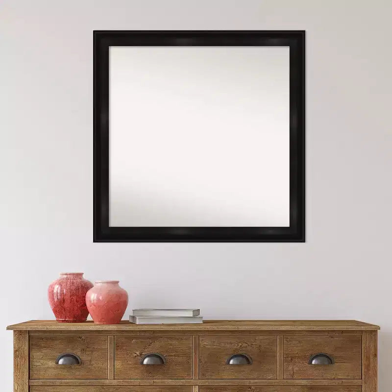 Miroir mural moderne rectangulaire noir étroit sans biseaux