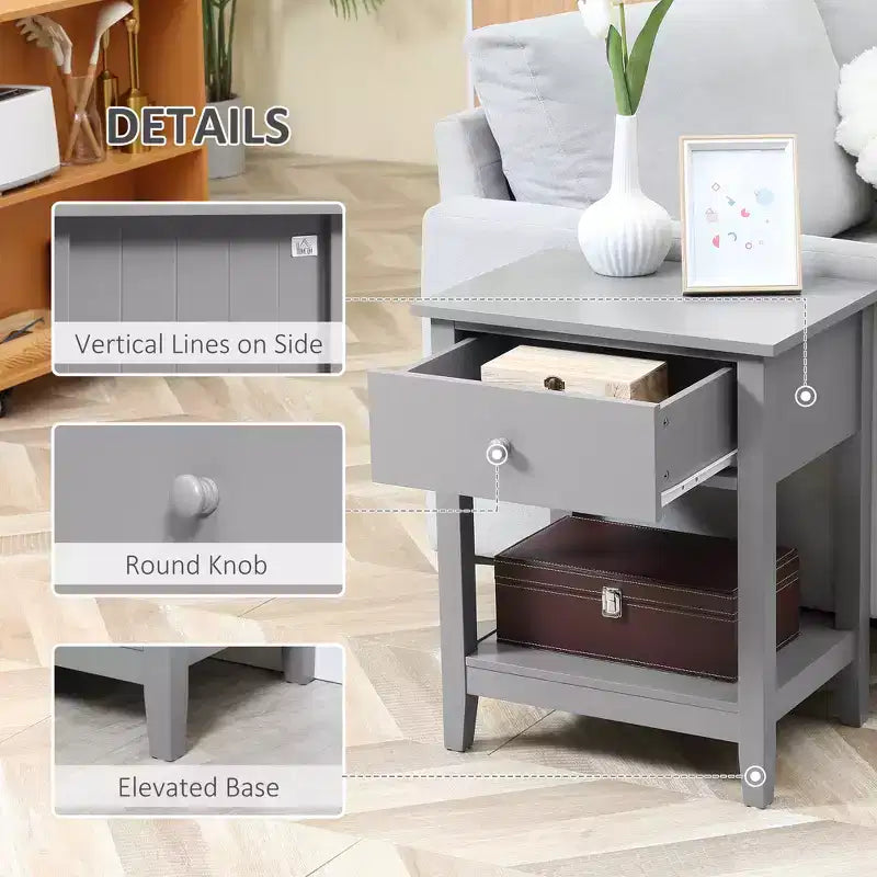 Table d'appoint double plateau avec tiroirs et étagères de rangement