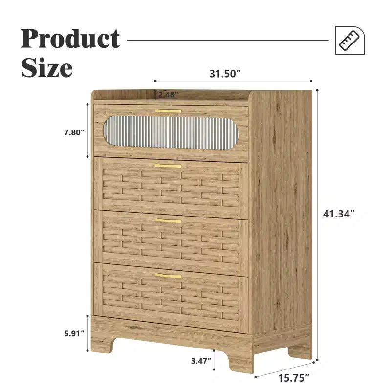 Coiffeuse et meuble de rangement en bois à quatre tiroirs