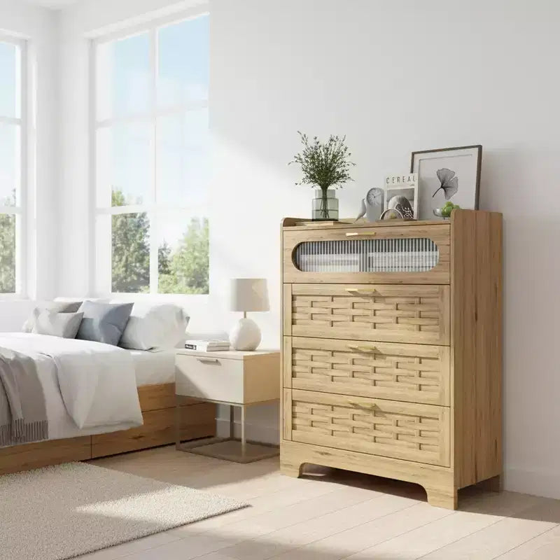 Coiffeuse et meuble de rangement en bois à quatre tiroirs