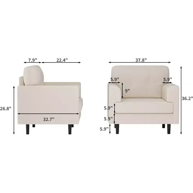 Fauteuil de lecture en lin rembourré, fauteuil de lecture en mousse haute densité