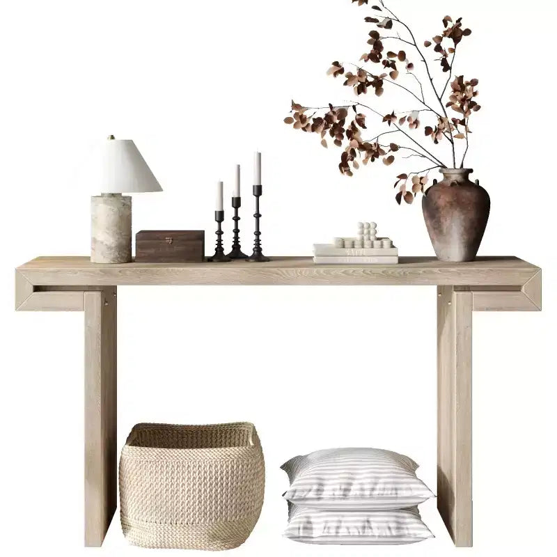 Console d'entrée de style ferme moderne, placage de bois, peut être utilisée comme table d'appoint pour canapé.