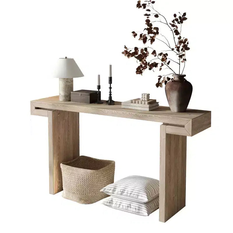 Console d'entrée de style ferme moderne, placage de bois, peut être utilisée comme table d'appoint pour canapé.