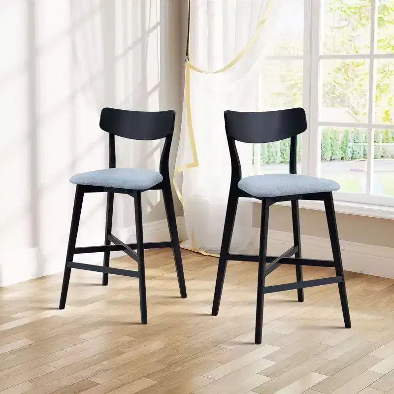 Tabourets de bar modernes rembourrés avec dossier et repose-pieds