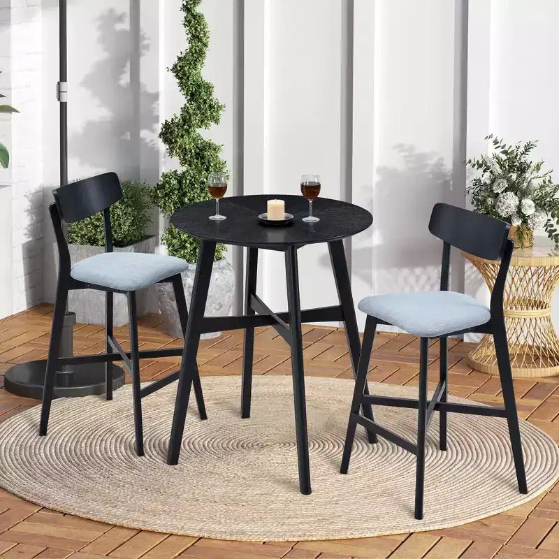 Tabourets de bar modernes rembourrés avec dossier et repose-pieds