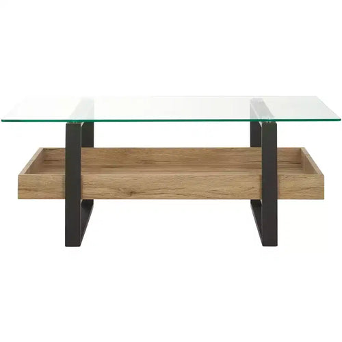 Auberon Coffee Table - COF7015A - Glass/Natural - Safavieh