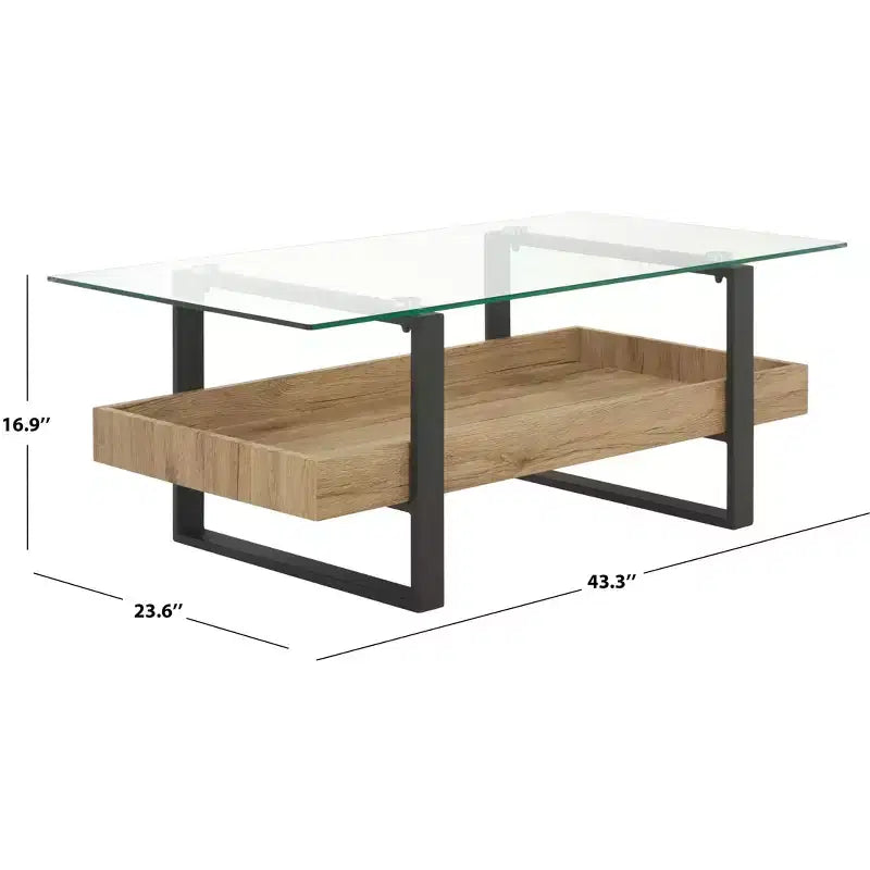 Table basse - Verre/Bois naturel