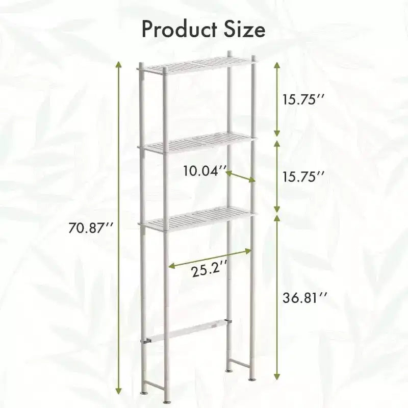 Étagère de rangement à trois niveaux avec une finition blanc mat, facile à installer et de grande capacité.