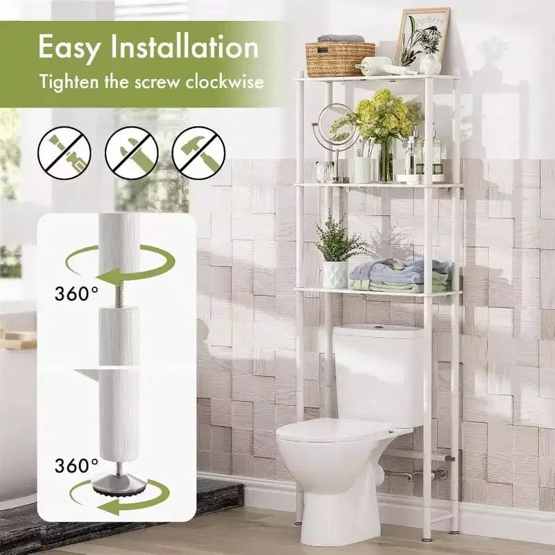 Étagère de rangement à trois niveaux avec une finition blanc mat, facile à installer et de grande capacité.