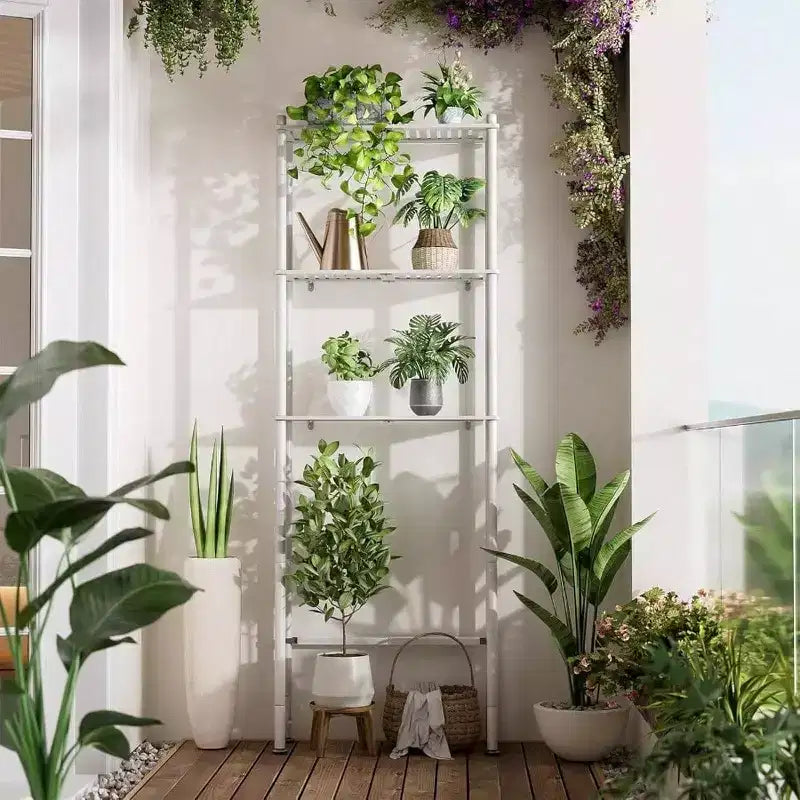 Étagère de rangement à trois niveaux avec une finition blanc mat, facile à installer et de grande capacité.