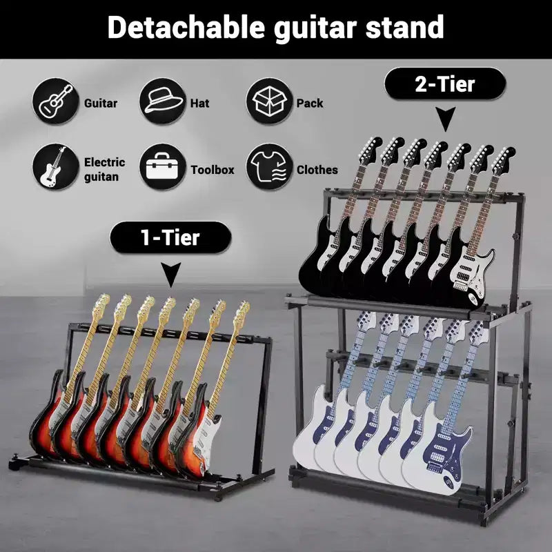 Support réglable en hauteur à double couche pour ukulélé, guitare et violon
