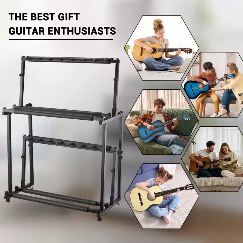 Support réglable en hauteur à double couche pour ukulélé, guitare et violon