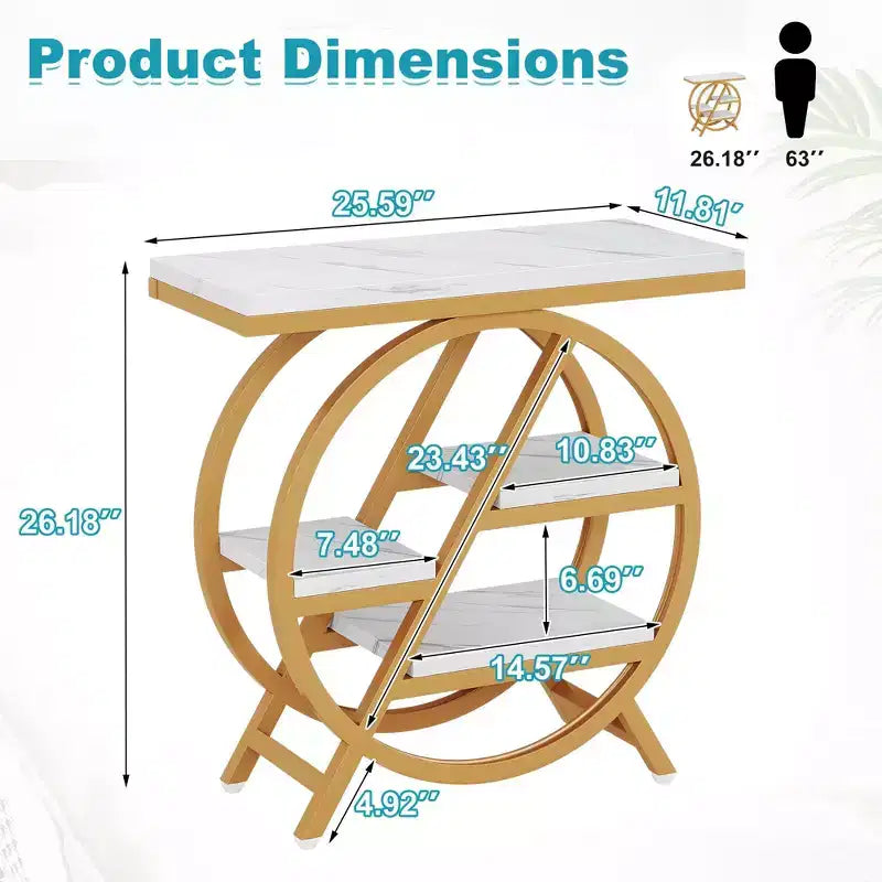 Bureau rétro blanc avec cadre en métal doré