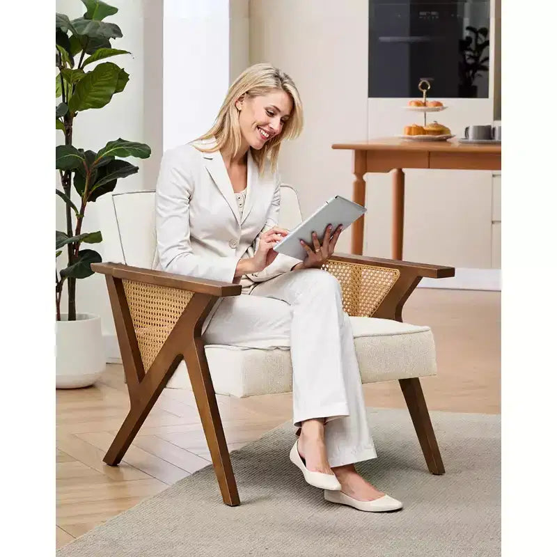 Chaise de coiffeuse en rotin au design rétro moderne de style médiéval