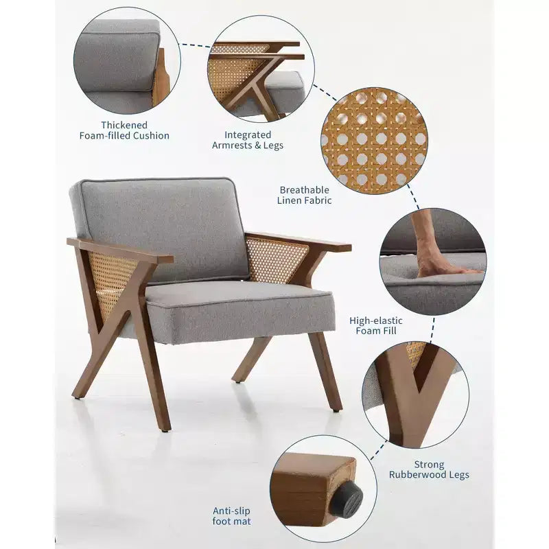 Chaise de coiffeuse en rotin au design rétro moderne de style médiéval