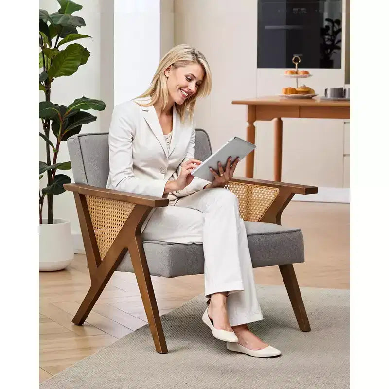 Chaise de coiffeuse en rotin au design rétro moderne de style médiéval