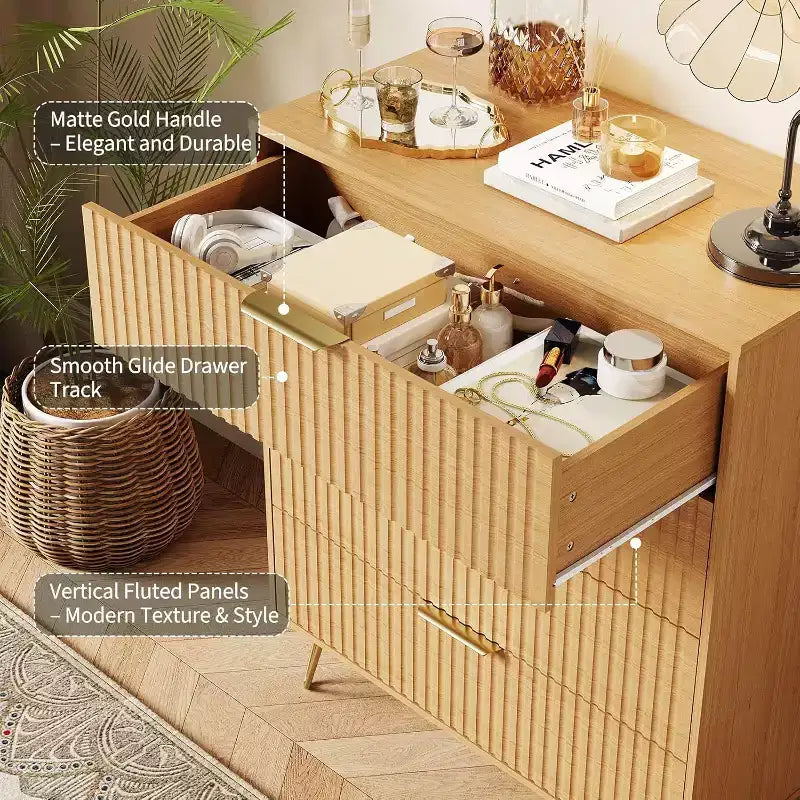 Meuble à tiroirs en bois de style minimaliste et moderne