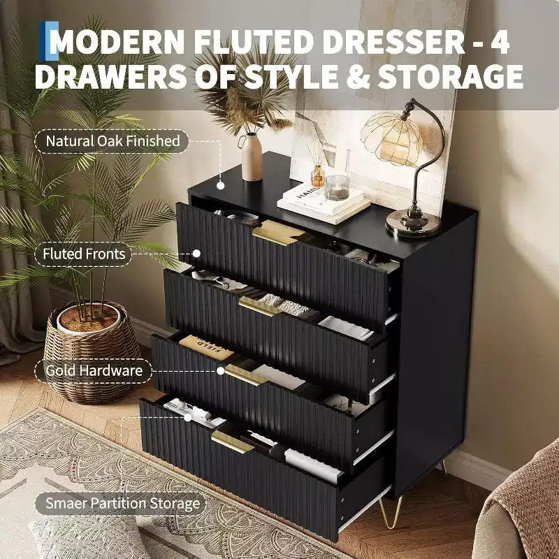 Meuble à tiroirs en bois de style minimaliste et moderne