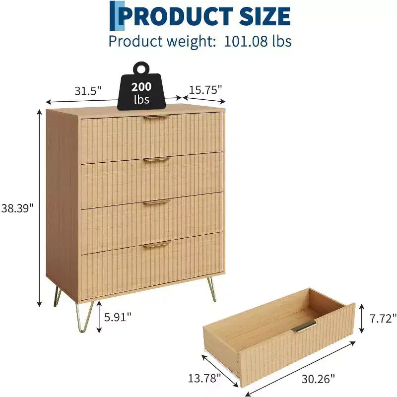 Meuble à tiroirs en bois de style minimaliste et moderne
