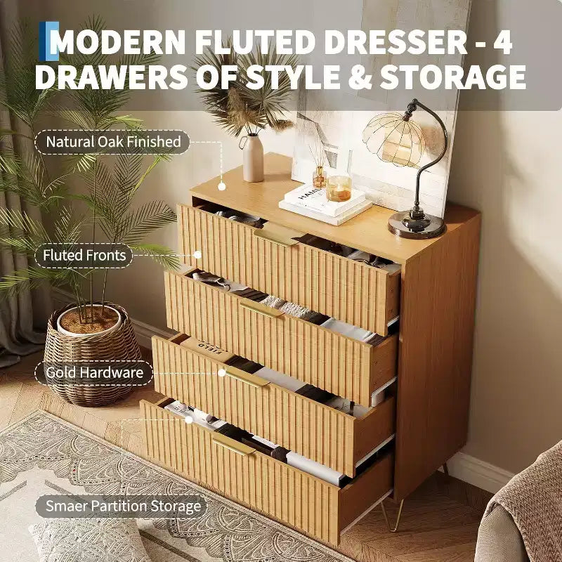 Meuble à tiroirs en bois de style minimaliste et moderne