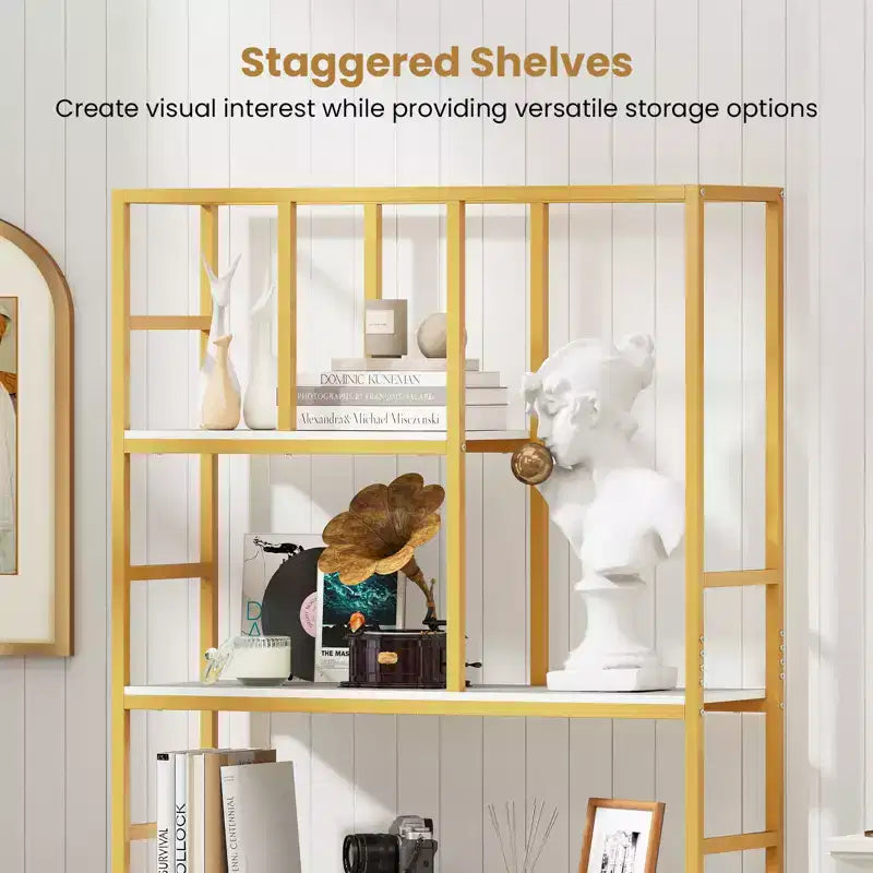 Étagère à cinq niveaux avec étagères de rangement ouvertes