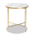 Table d'appoint en métal, plateau en marbre