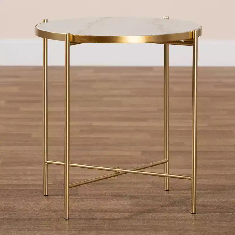 Table d'appoint en métal, plateau en marbre