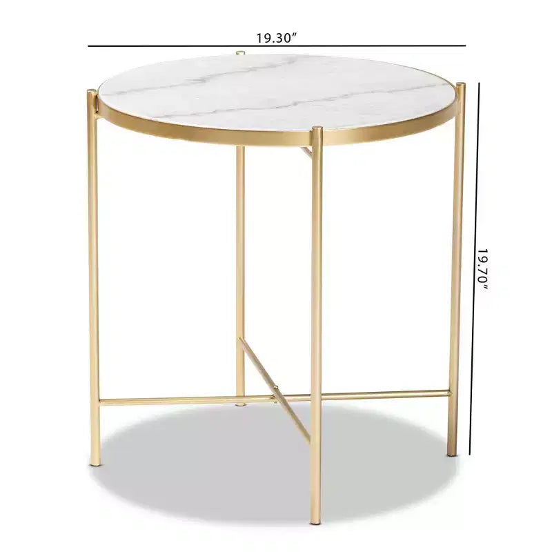 Table d'appoint en métal, plateau en marbre