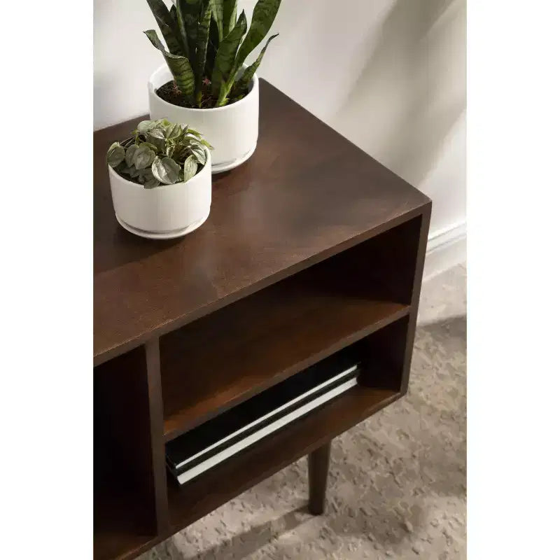 Console en bois rectangulaire, brun noyer