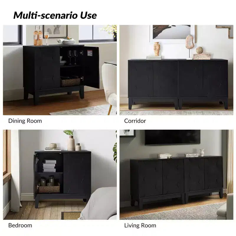 Meuble bas double porte avec étagères réglables